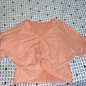XL Coral Orange Twisted Blouse
